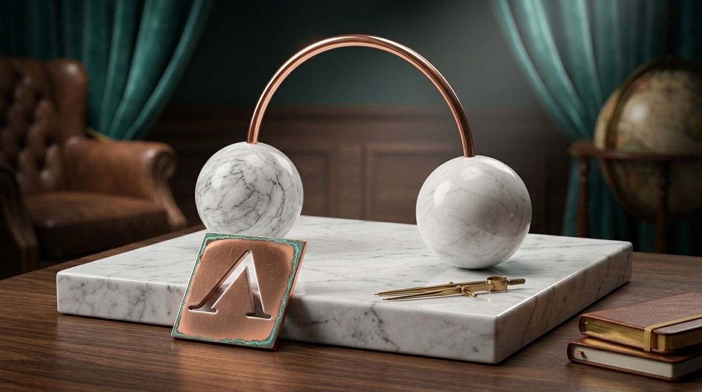 Copper architectural form representing a structured consulting relationship